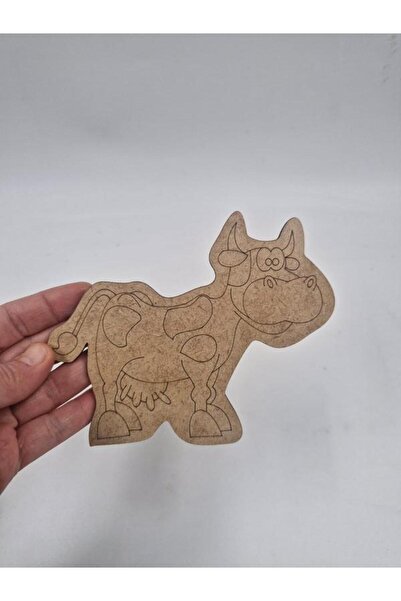 Mu Art Ahşap 10 Pieces Wooden Painting Cute Cow School DIY Activity Activity ...