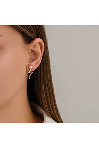 Glamluxe Pearl Detailed Steel Gold Earrings - Anti-Allergic