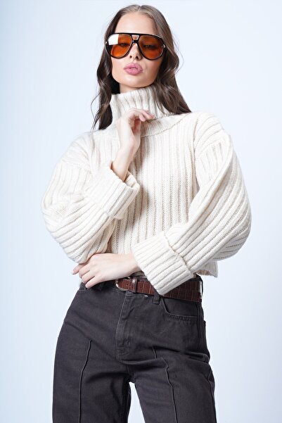 VAGGON سترة تريكو قصيرة ذات ياقة عالية