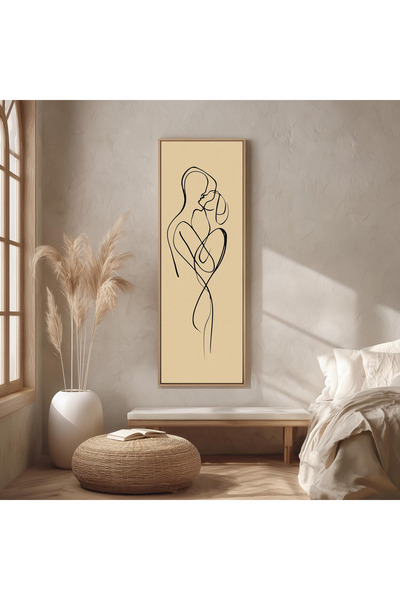 woodhomeworks Tek Parça Gerçek Ahşap dikey Panorama Çerçeveli Tablosoyut çift