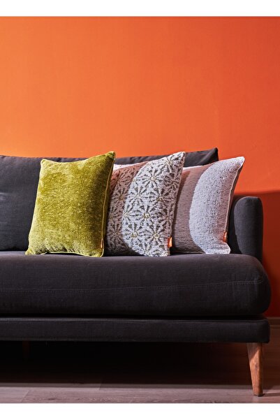 THE KUN Çiçek Motifli, Bukleli ve Sade Dokulu Yumuşak Tuşeli 3'lü Kırlent Kıl...