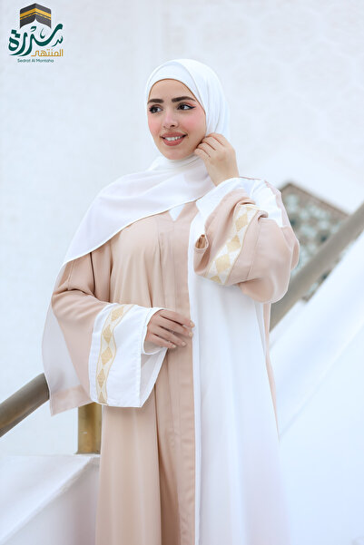 SIDRAALMONTAHA عباية موديل المنار ابيض واسود كريب سعودي