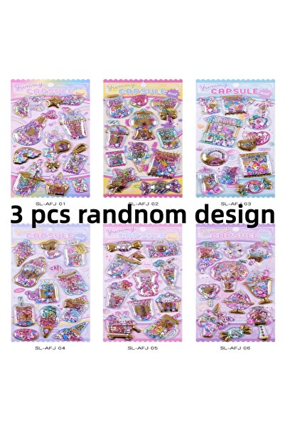 choice2 3 قطع من ملصقات ثلاثية الأبعاد لامعة بتصميم عشوائي على شكل كبسولة كاو...