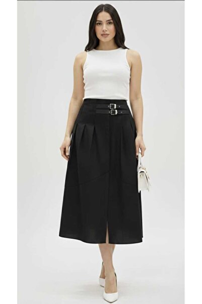 kikiriktekstil Fusta maxi de damă cu curea, supradimensionată, cu detaliu cu ...