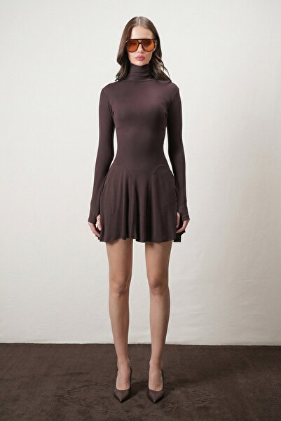 VAGGON Stand Collar Mini Dress