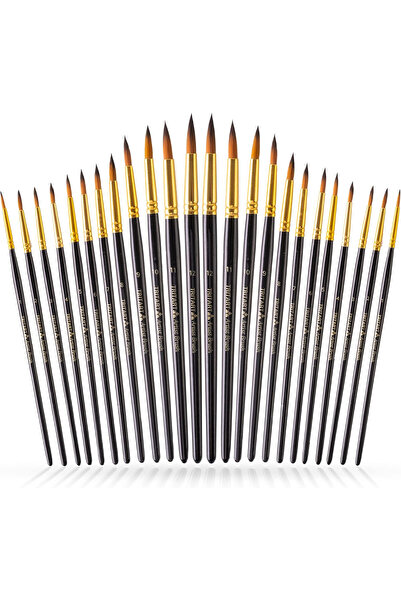 Tritart Set de 24 de pensule, pictură, cu vârf fin, pensule din păr sintetic,...