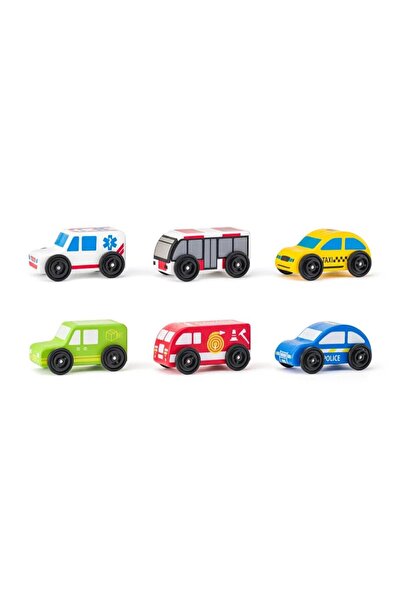 Woodyland Woody Utility Vehicle Set - 6 Wooden Cars