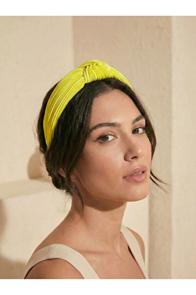 MegssStore Κίτρινο Πλισέ Στέμμα με Κόμπους