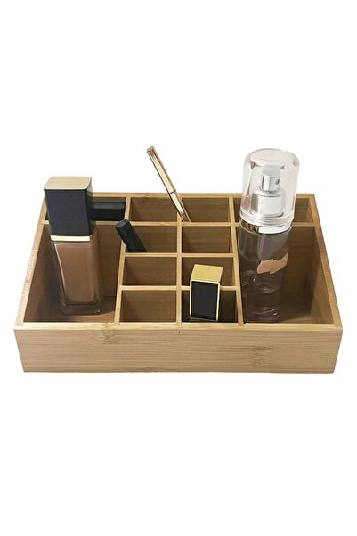 OEM Bamboo Cosmetic Holder 12 Compartments 24.5x13x9.5cm