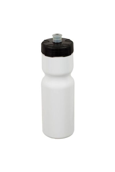 OEM White Plastic Flip Top Squeezie Water Bottle with Black Lid 650ml