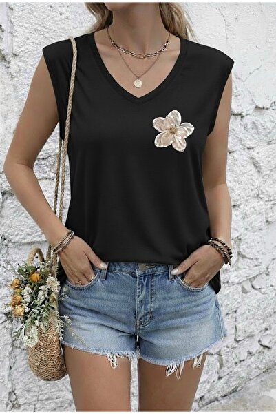 FUFLUNS Flower Mini Printed Women's Oversize Sleeveless T-Shirt