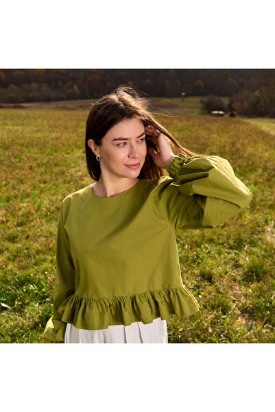 Nuvola slow fashion Timeless Olive Green Blouse