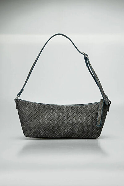 Zeyne Zyn06 Gray Knitted Patterned Mini Zippered Women's Shoulder and Hand Bag