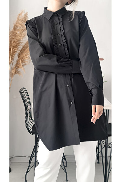 PNRSTİL Women's Shirt with Ruffled Front