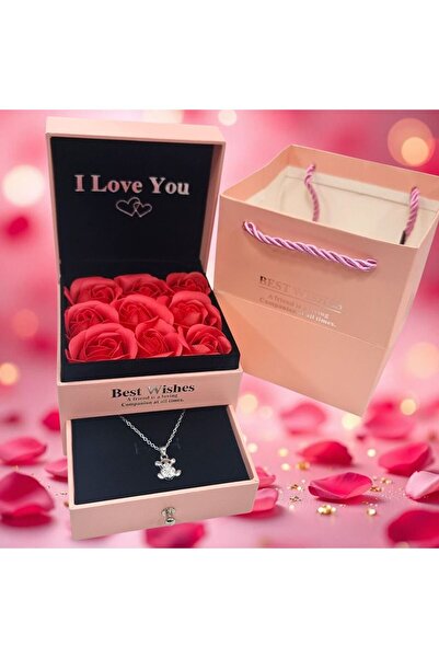 de Cadou trandafir săpun în cutie cu sertar + colier – ideal Mărțișor & Valen...