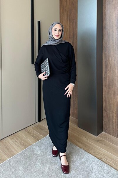 Oysho Büzgülü Elbise 1108 Siyah