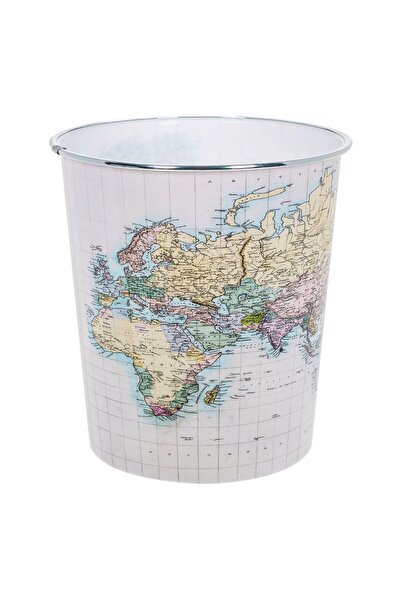 OEM Plastic Waste Bin World Map for Office Ø22x23cm - 6.35L