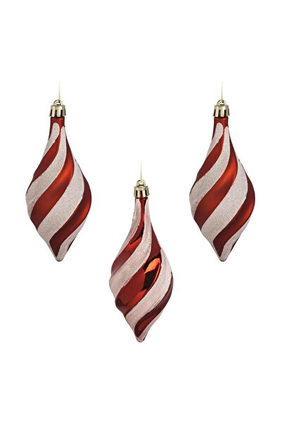 OEM Σετ Χριστουγεννιάτικων Στολιδίων με Ολογραφικό Γκλίτερ σε Κόκκινο Vintage...