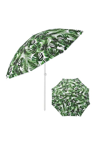 OEM Umbrela Plaja Flap Frunze Tropicale Verzi cu 2 Inele & Cadru Metalic Ø2m