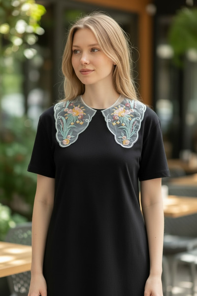 Bohem kutusu İşlemeli Seyyar Tül Yaka