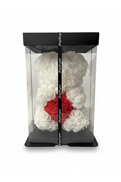OEM Ursulet Alb din Trandafiri Artificiali – Cadou Romantic Premium în Cutie ...