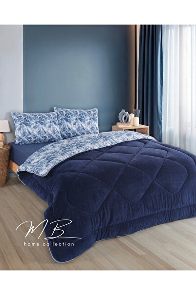 Mbcollection غطاء وسادة مزدوج باللون الأزرق الداكن من FIRÇA Welsoft |   طقم ل...