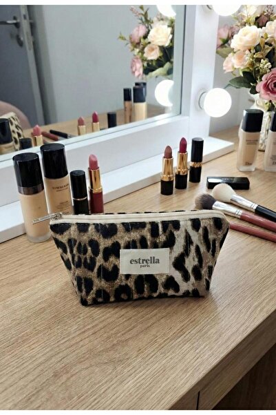 estrella paris Vanesa Geantă de machiaj Geantă pentru cosmetice Leopard LINE