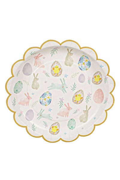 OEM Farfurii de Paste din Carton Albe Iepurasi Oua Ø25cm - 6buc