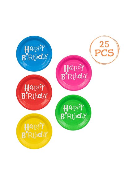 OEM Farfurii de Petrecere Colorate Happy Birthday 18cm - 25buc