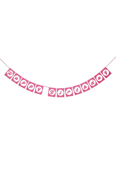 OEM Happy Birthday Fuchsia Pink Party Banner 14x213cm