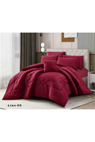 ALMIAAD Royal winter double bed set, 8 pieces, soft velvet faux fur, fully fi...