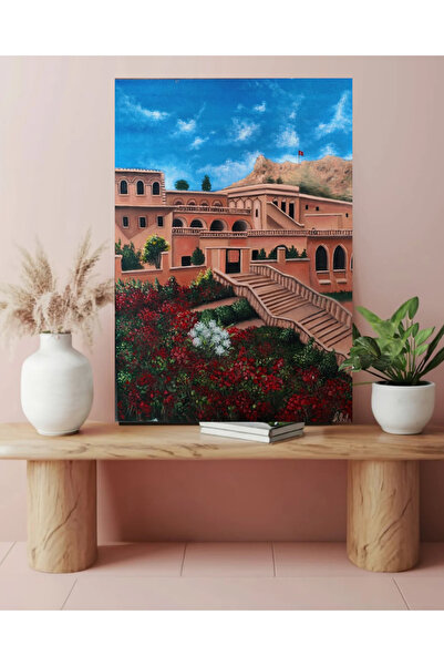 50x70 cm El Yapımı Yağlı Boya Mardin Tablosu – Tarihi Taş Mimari & Mezopotamya Manzarası