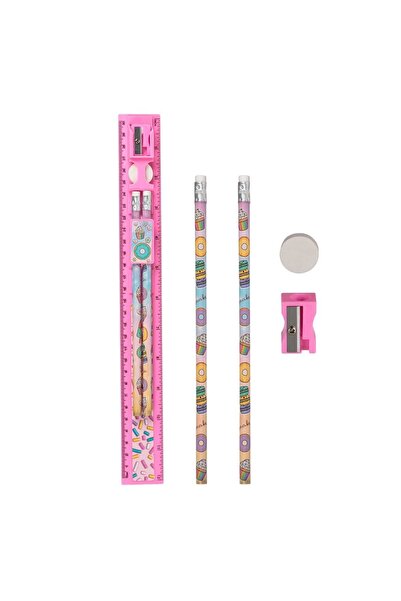 OEM Pink Cupcake Donut Ruler School Set - 5 pieces