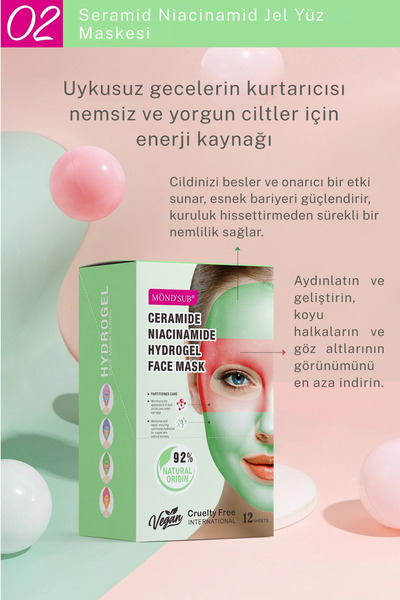 MondSub Göz Çevresi ve Yüz İçin Bölgesel Bakım Sunan Ceramide Niacinamide Hyd...