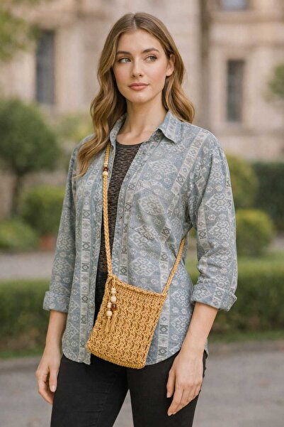 Zarif-e Home Hasır Cep Telefonu Çantası (hasır çanta, örgü çanta, yazlık kadı...