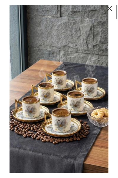Ozlifehome Ev dizaynım LUNA Serisi 12 Parça Kahve Fincan Takımı 9016