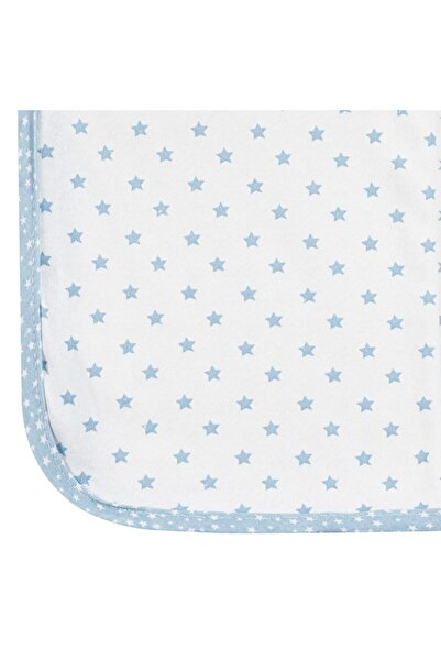 OEM Βαμβάκι Κουβέρτα για κούνια Εκρού Αστέρια Σιέλ 90x80εκ.
