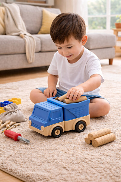 edoy Sök Tak Eğitici Odun Kamyonu Araç Seti | Yap-Boz İş Makineleri | Yaratıcı Montessori Oyuncağı