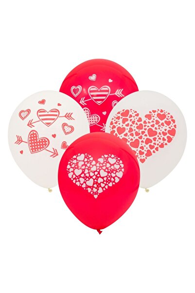 OEM Red White Heart Party Balloons 30cm - 20pcs
