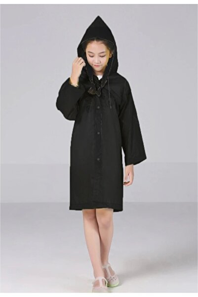 DEV 3 ADAM Unisex Παιδικό Μαύρο Αδιάβροχο Αδιάβροχο Μπουφάν με Κουμπώματα με ...