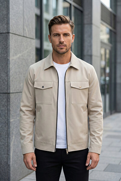 MOVENTO Men's Pocket Detailed Transitional Jacket