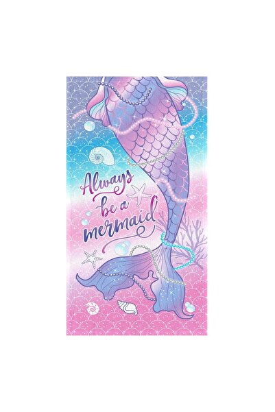 OEM Παιδική πετσέτα θαλάσσης από Βαμβάκι γοργόνα σε τιρκουάζ χρώμα 70x140εκ.