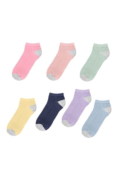 OEM Șosete scurte pentru copii, gri, set 7 perechi, mărimea 31-34 – vesele, c...