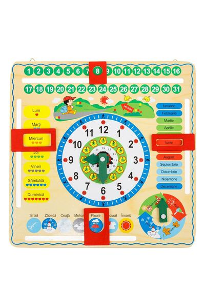 OEM Wooden Educational Calendar Clock 30.5x30.5cm