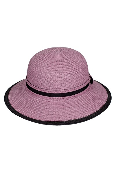 OEM Люлякова шапка с черна козирка и панделка за жени