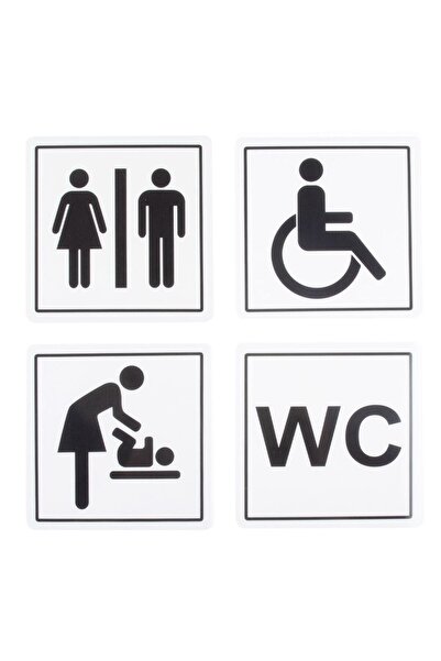 OEM Set of "WC" Sticker Signs 12x12cm - 4pcs