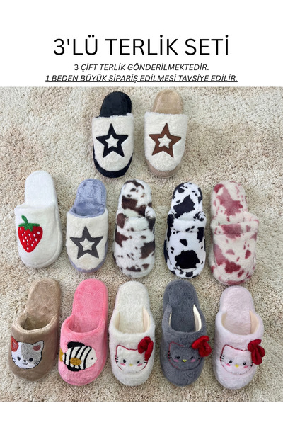 ALB TERLİK AYAKKABI SAN. TİC. LTD. ŞTİ. 3-Piece Women's Home Slippers Set - S...
