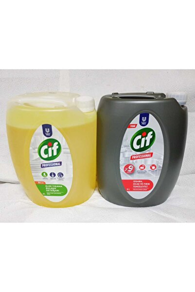 Cif ELDE BULAŞIK DETERJANI 5 lt. ve OCAK FIRIN YANMIŞ YAĞ TEMİZLEYİCİ 5 lt.