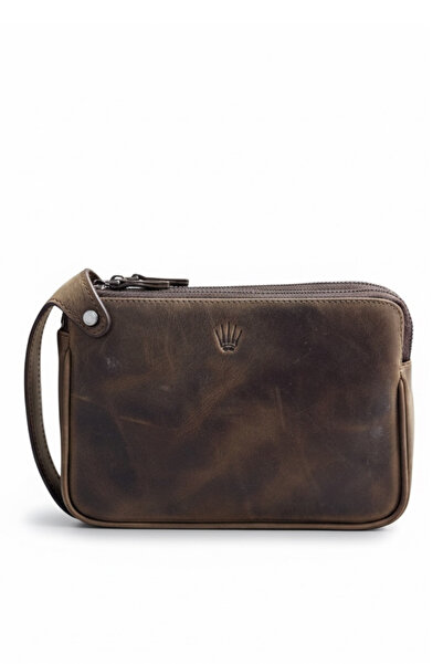 WATCHOFROYAL Double Crazy Brown Genuine Leather Handbag