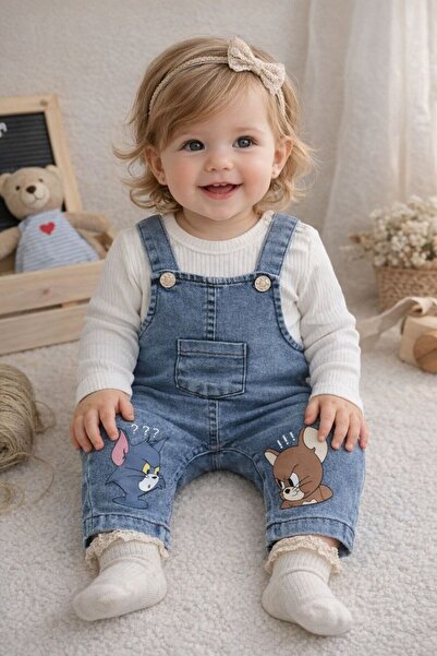 Bilge Trend Tom Jerry Cartoon Character Denim Overalls Long Sleeve T-Shirt / ...